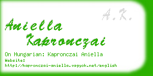 aniella kapronczai business card